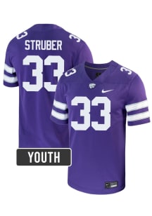 Tyson Struber K-State Wildcats Youth Purple Nike NIL Name And Number Football Jersey