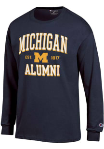 Champion Michigan Wolverines Navy Blue Est Alumni Jersey Long Sleeve T Shirt