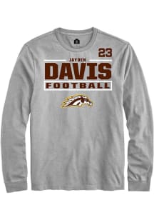 Jayden Davis Western Michigan Broncos Grey Football NIL Stacked Box Long Sleeve Player T Shirt