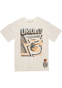 Mitchell and Ness Baltimore Orioles White Sidewalk Sketch Short Sleeve T Shirt