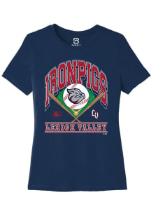 Summit Sportswear Lehigh Valley Ironpigs Womens Navy Blue Homefield Short Sleeve T-Shirt