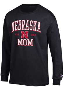 Champion Nebraska Cornhuskers Black EST Date Mom Jersey Long Sleeve T Shirt
