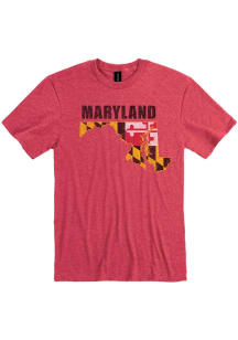 Maryland Red State Shape Flag Short Sleeve Fashion T Shirt