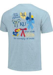 Kansas Jayhawks Womens Blue Coquette Campus Short Sleeve T-Shirt