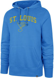 47 St Louis Blues Mens Blue Arch Game Headline Long Sleeve Hoodie