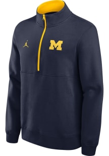 Nike Michigan Wolverines Mens Blue Primary Logo Long Sleeve Qtr Zip Fashion Pullover