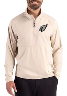 Cutter and Buck Arizona Cardinals Mens Oatmeal Mono Adapt Eco Hybrid Long Sleeve Qtr Zip Pullover