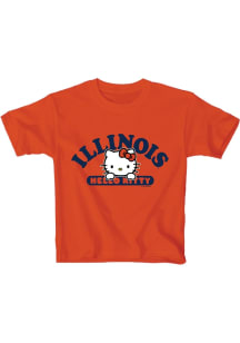 Blue 84 Illinois Fighting Illini Girls Orange Hello Kitty Team Wordmark Short Sleeve Tee