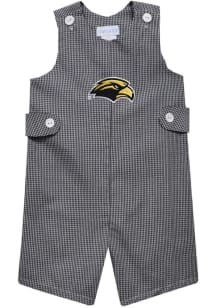 Vive La Fete Southern Mississippi Golden Eagles Baby Black Gingham Overalls