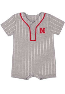 Colosseum Nebraska Cornhuskers Baby Grey Fire Hawks One Piece