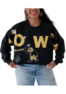 Gameday Social Iowa Hawkeyes Womens Black Patched Up Crew Sweatshirt