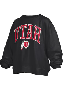 Pressbox Utah Utes Womens Black Sweeper Crew Sweatshirt