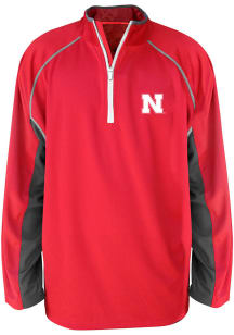 Nebraska Cornhuskers Mens Red Raglan Big and Tall Qtr Zip