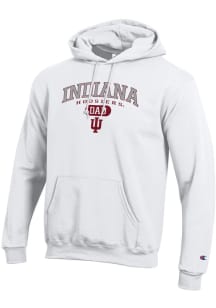 Champion Indiana Hoosiers Mens White Dad Pill Powerblend Long Sleeve Hoodie