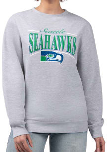 Starter Seattle Seahawks Womens Grey Arch Stripe Crew Sweatshirt