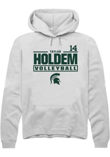 Taylah Holdem Michigan State Spartans Mens White NIL Stacked Box Player Hood