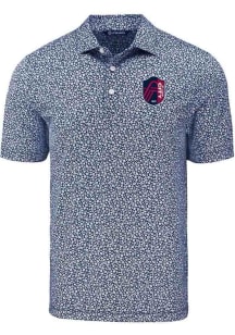 Cutter and Buck St Louis City SC Mens Navy Blue Pike Flora Short Sleeve Polo