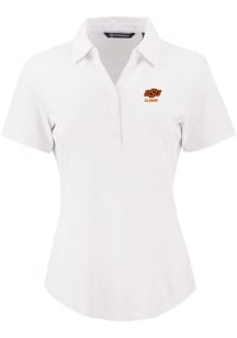 Cutter and Buck Oklahoma State Cowboys Womens White Alumni Forge Eco Polo Short Sleeve Polo Shirt