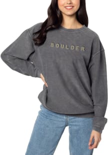 Boulder Womens Charcoal Straight Wordmark Crew Sweatshirt