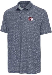 Antigua Cleveland Guardians Mens Navy Blue Botanic Short Sleeve Polo