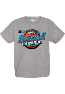 Blue 84 Big Ten Youth Grey 2026 Big Ten Basketball Tournament Short Sleeve T-Shirt