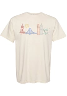 Philadelphia Womens White Colorful Icons Short Sleeve T-Shirt