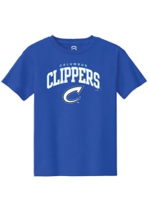 Summit Sportswear Columbus Clippers Youth Blue Arch Mascot Short Sleeve T-Shirt