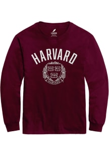 Harvard Crimson Maroon veritas shield Long Sleeve T Shirt