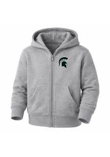Little King Michigan State Spartans Baby Primary Long Sleeve Full Zip Sweatshirt - Ash