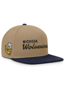 Nike Michigan Wolverines Khaki Legacy Pro Flat Brim Square Visor Mens Snapback Hat