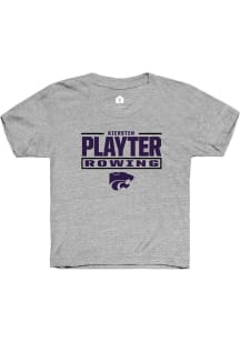 Kiersten Playter K-State Wildcats Youth Grey NIL Stacked Box Player Tee
