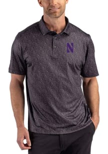 Cutter and Buck Northwestern Wildcats Black Pike Fern Big and Tall Polo