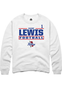 Champ Lewis Tulsa Golden Hurricane Mens White Football NIL Stacked Box Player Crew