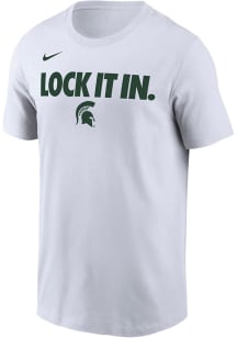 Nike Michigan State Spartans White Basketball Postseason Bench Short Sleeve T Shirt