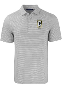 Cutter and Buck Columbus Crew Mens Grey Forge Double Stripe Short Sleeve Polo