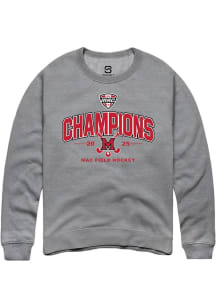 Summit Sportswear Miami RedHawks Mens Graphite 2025 MAC Field Hockey Champions Long Sleeve Crew Sw..
