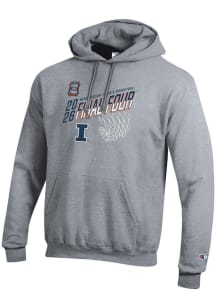 Champion Illinois Fighting Illini Mens Grey MBB Final Four 2026 Powerblend Long Sleeve Hoodie