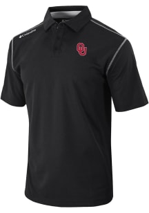 Columbia Oklahoma Sooners Mens Black Heat Seal Omni Wick Shotgun Short Sleeve Polo