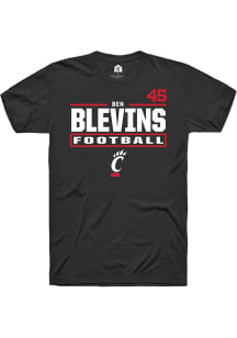 Ben Blevins Cincinnati Bearcats Black Football NIL Stacked Box Short Sleeve Player T Shirt