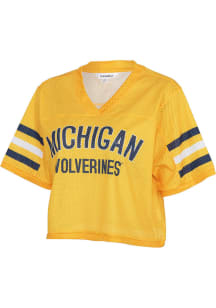Michigan Wolverines Womens Field Goal Fashion Football Jersey - Yellow