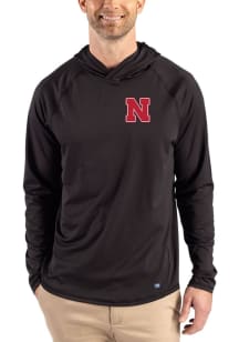 Cutter and Buck Nebraska Cornhuskers Mens Black Prospect Eco Big and Tall Hooded Sweatshirt
