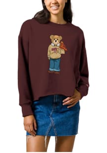 Harvard Crimson Womens Maroon Flag Bear Crew Sweatshirt