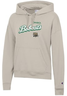 Champion Ohio Bobcats Womens Oatmeal Script Powerblend Hooded Sweatshirt