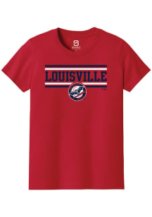 Summit Sportswear Louisville Bats Youth Crimson Double Bar Short Sleeve T-Shirt