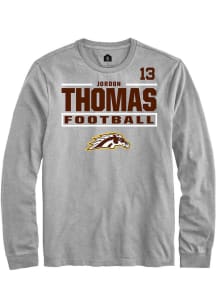 Jordon Thomas  Western Michigan Broncos Grey Rally Football NIL Stacked Box Long Sleeve T Shirt
