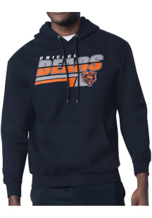 Starter Chicago Bears Mens Navy Blue Logo Push Long Sleeve Hoodie