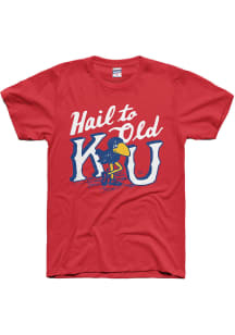 Charlie Hustle Kansas Jayhawks Red Hail to Old KU Short Sleeve Fashion T Shirt
