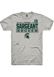Emerson Sargeant Michigan State Spartans Ash NIL Stacked Box Short Sleeve Player T Shirt