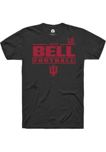 Jacob Bell Indiana Hoosiers Black Football NIL Stacked Box Short Sleeve Player T Shirt