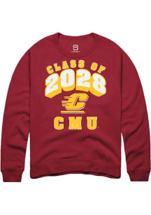 Summit Sportswear Central Michigan Chippewas Mens Maroon Class of 2028 Long Sleeve Crew Sweatshirt